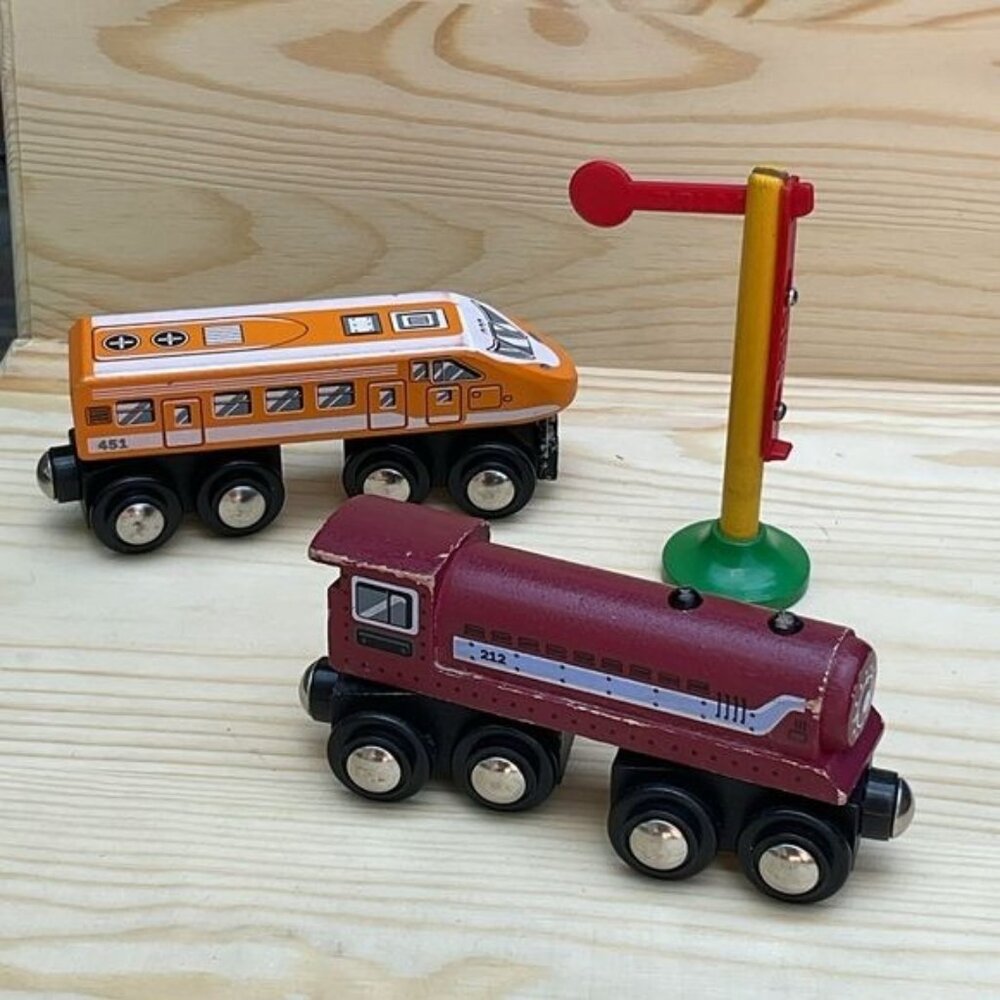 Circo Wooden Train Set With Red Locomotive & Orange Passenger Carriage